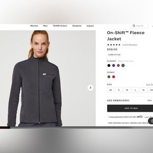 figs On shift fleece size s